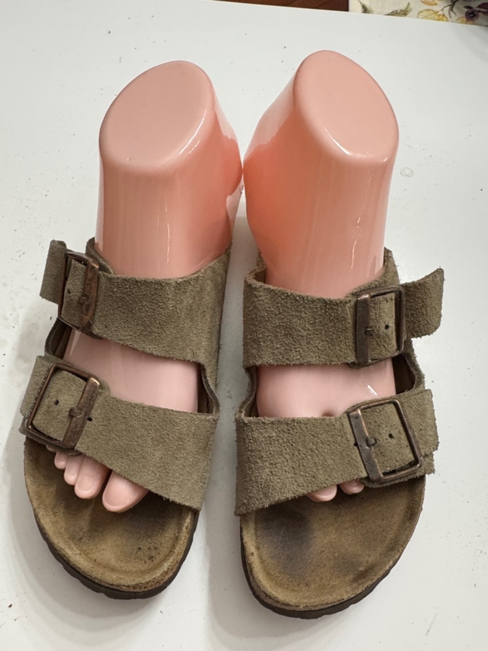 Suede Double-Buckle Slide Slipper 38 in green